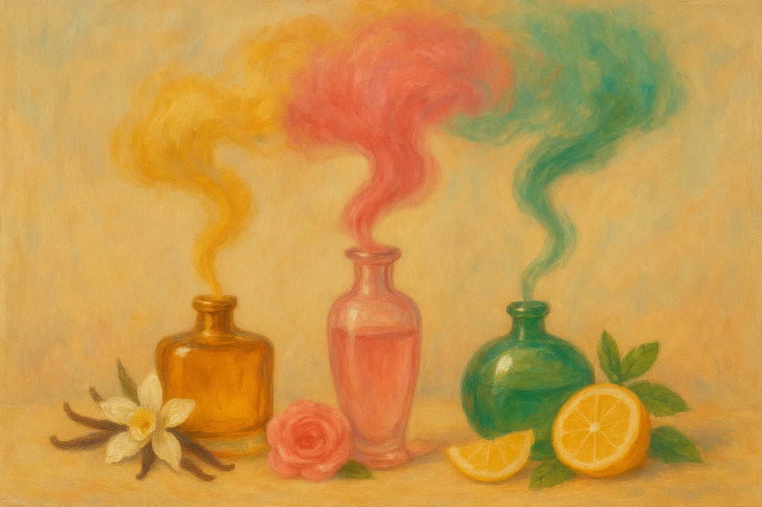 buteleczki z różnymi aromatami perfum