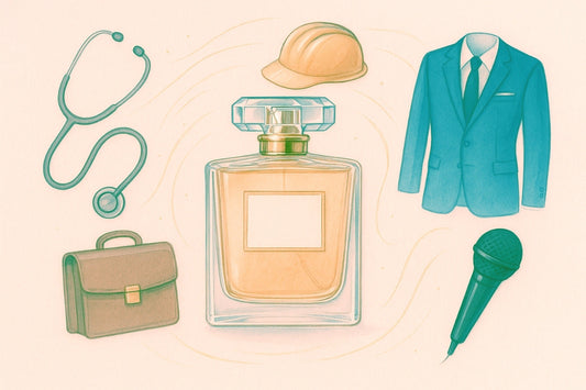 Perfumy otoczone atrybutami zawodów