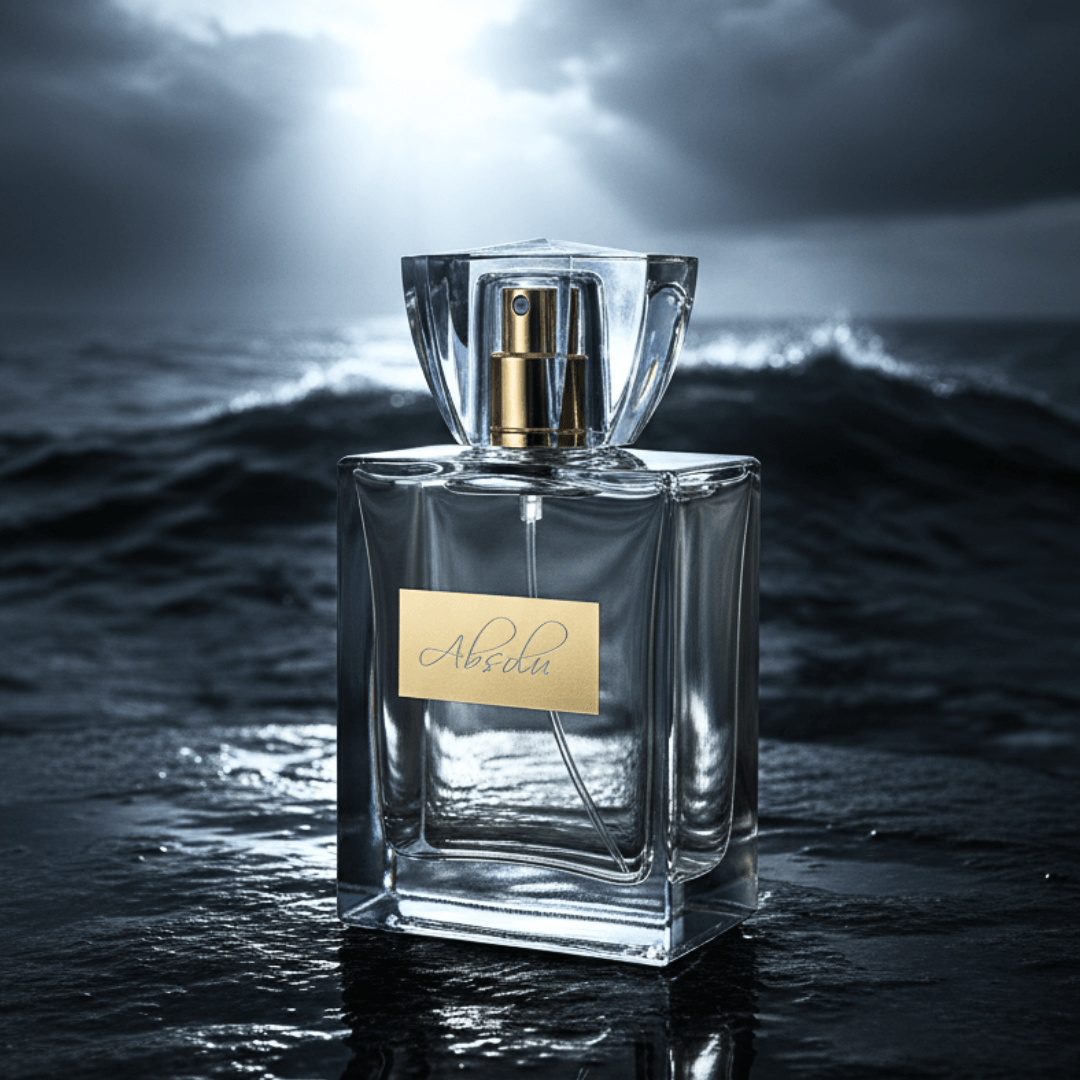Absolu perfume with a sea background