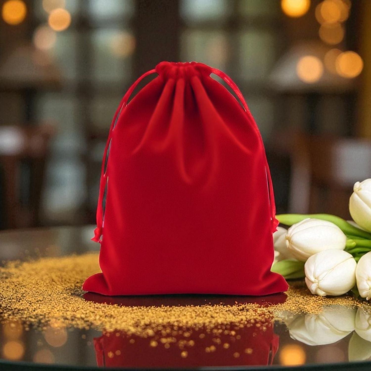 Velour pouch for perfume